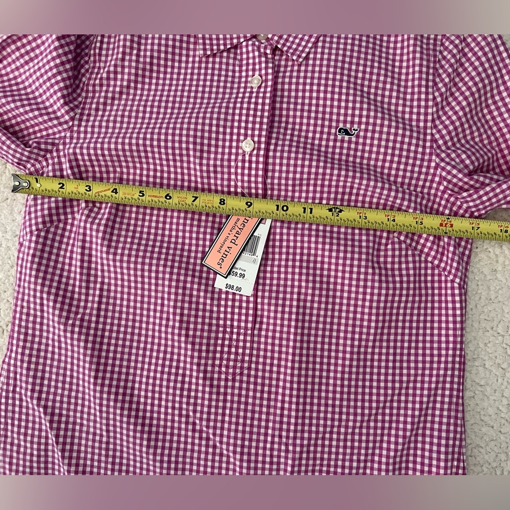 Vineyard Vines Gingham Popover Button Up Preppy Casual Women’s Size 0 NWT - Picture 6 of 7